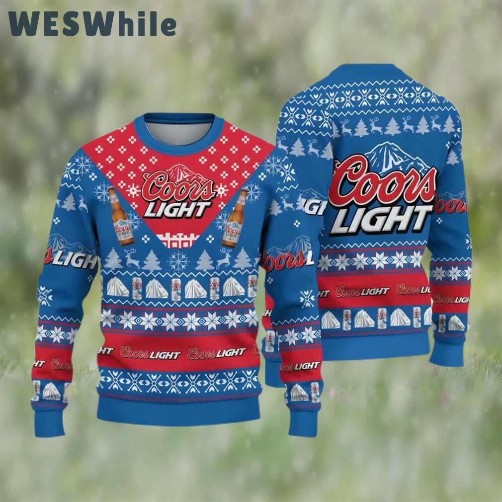 Coors light beer blue ugly christmas sweater, faux wool sweater, international beer day, gifts for beer lovers, best christmas gifts for 2022 ? prinvity Christmas Ugly Sweater