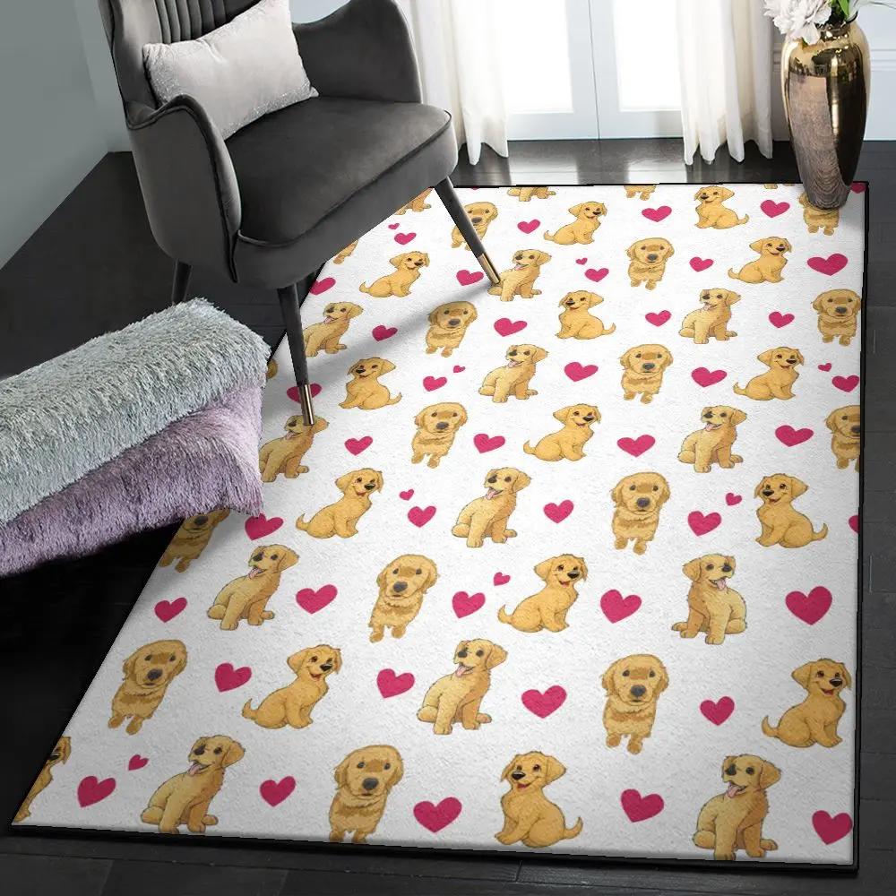 Couple non shedding area rug, valentine’s day golden retriever heart gs cl rug Rectangle Rug