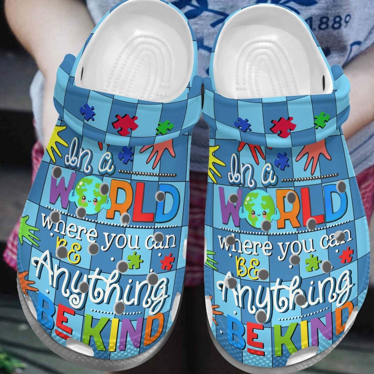 Crocs outfit - autism awareness crocs in a world where you can be anything be kinb crocband clog shoes for men women - 72 Crocs Outfit