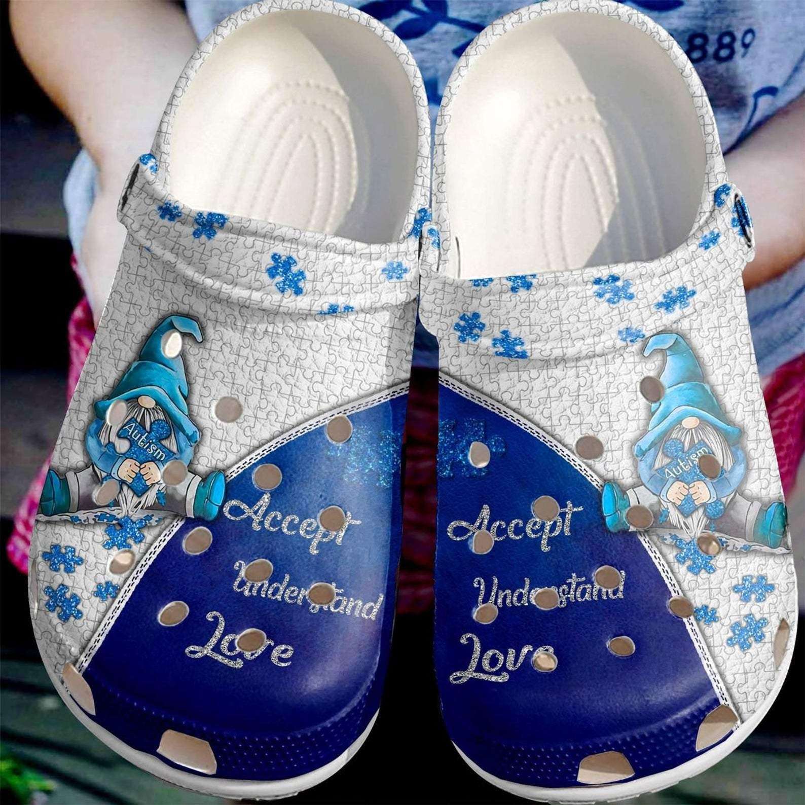 Crocs outfit - autism awareness day gnome accept understand love puzzle pieces crocs crocband clog shoes - 111 Crocs Outfit