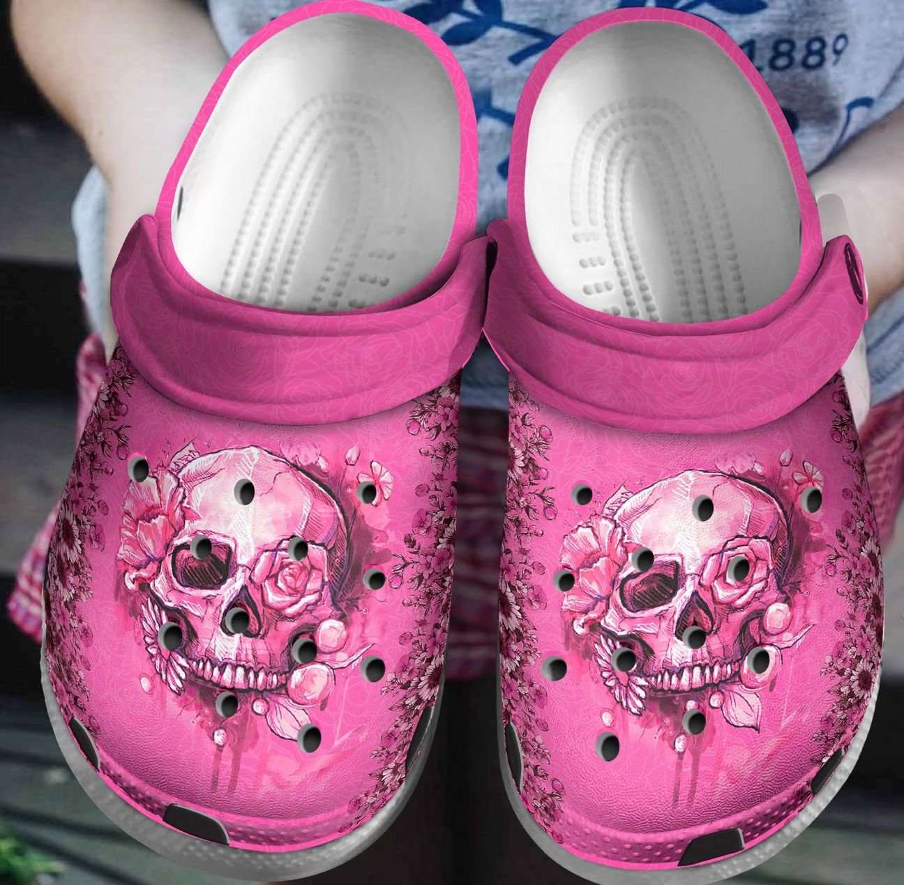Crocs outfit - breast cancer awareness pink skull crocs crocband clog shoes - 300 Crocs Outfit