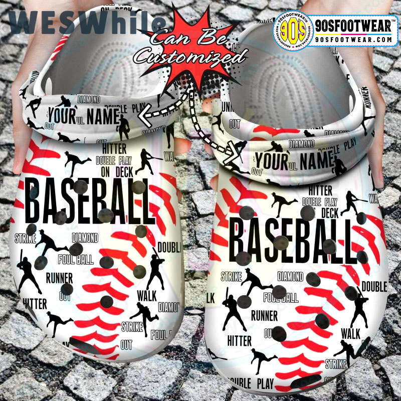 Crocs outfit - custom name baseball pattern personalized baseball crocs - 457 Crocs Outfit