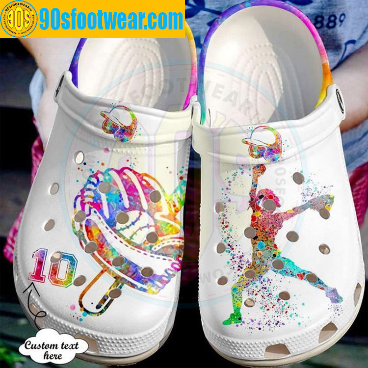 Crocs outfit - custom softball crocs – watercolor personalized softball classic clog - 492 Crocs Outfit