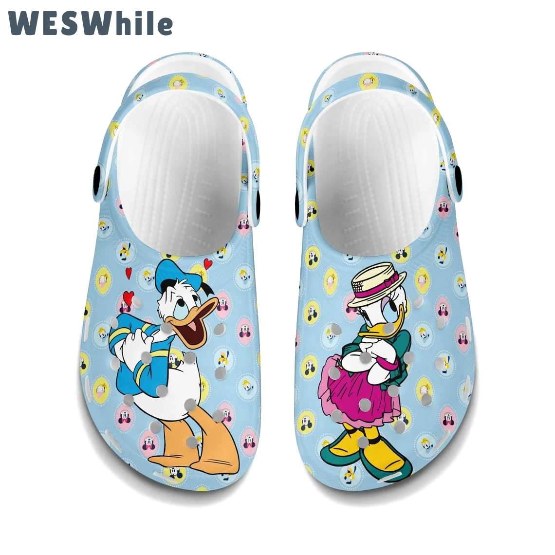 Crocs outfit - donald daisy love blue pastel pattern disney graphic cartoon crocs clogs crocband shoes - 632 Crocs Outfit