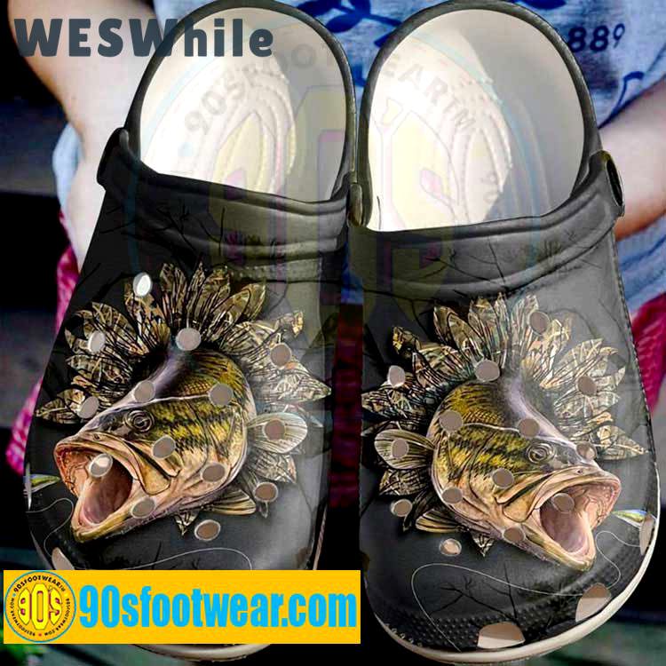 Crocs outfit - fishing crocs – camo sunflower bass fishing custom classic clog - 709 Crocs Outfit