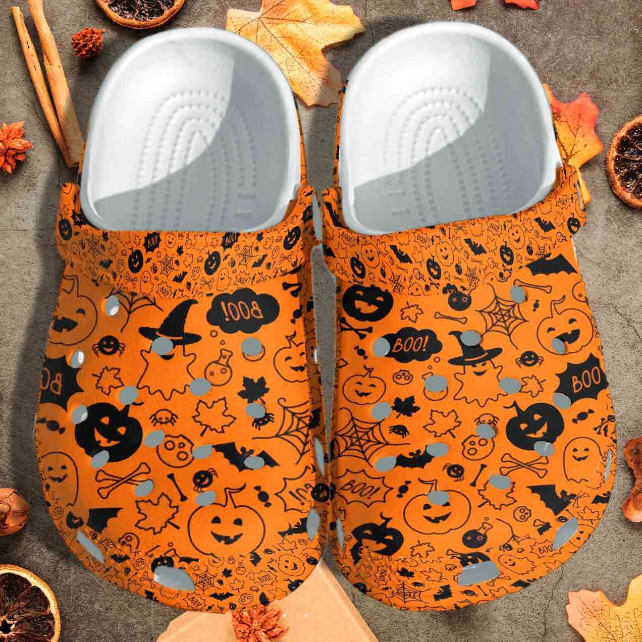 Crocs outfit - halloween orange monsters ghost crocs crocband clogs shoes - 1098 Crocs Outfit