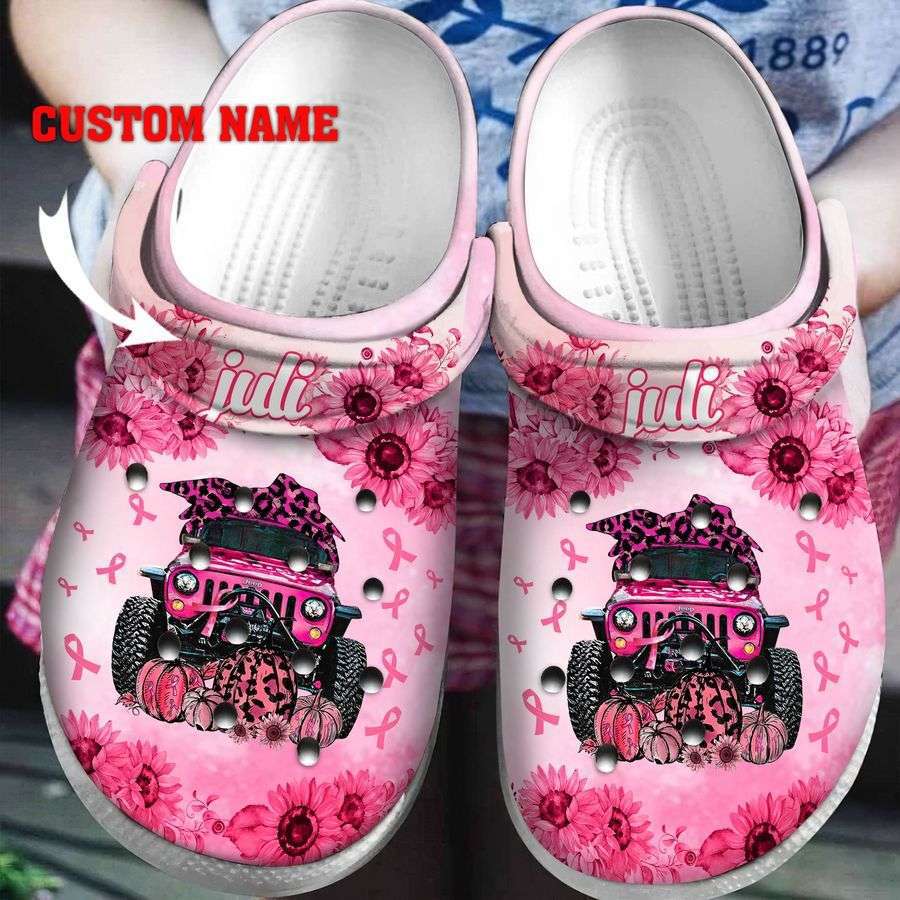 Crocs outfit - jeep girl breast cancer pumpkin in october we wear pink crocs clogs crocband shoes - 1326 Crocs Outfit