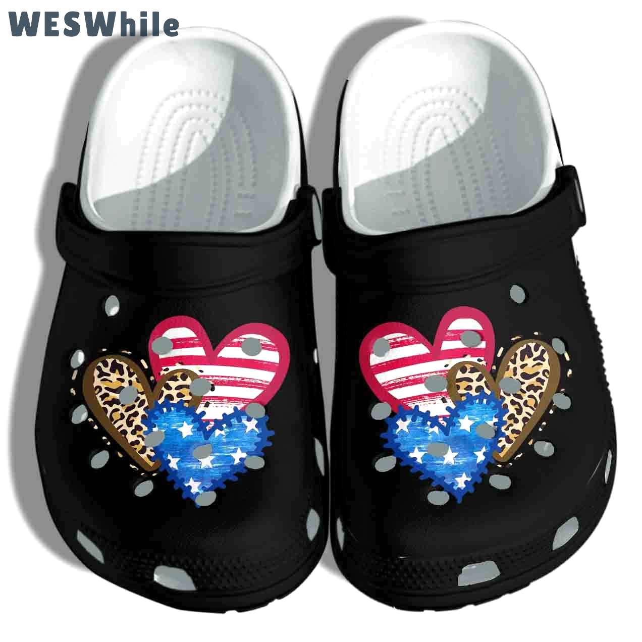 Crocs outfit - leopard american flag hearts 4th of july crocs crocband clogs - 1351 Crocs Outfit