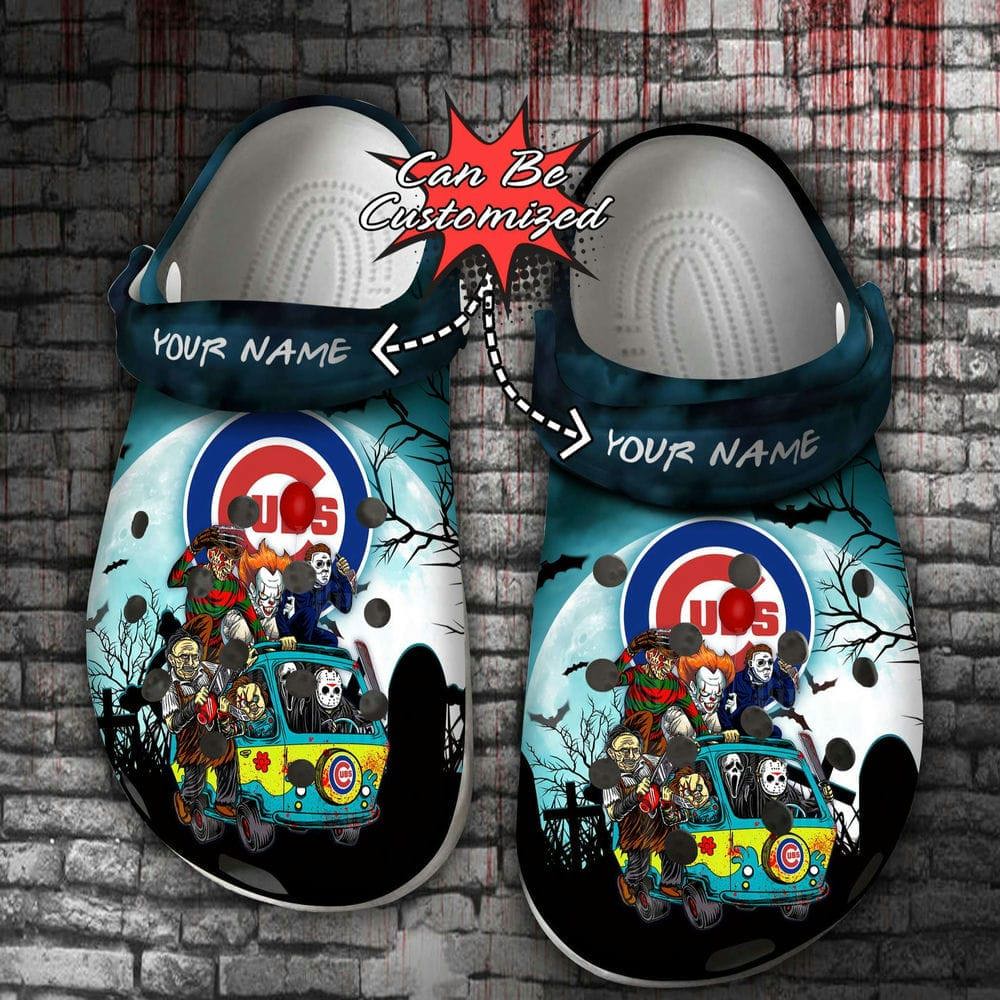 Crocs outfit - personalized chicago cubs horror friends van with clown retro scary movie villains halloween crocs clogs crocband shoes - 1652 Crocs Outfit