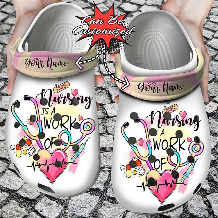 Crocs outfit - personalized nursing is a work of heart crocs clog shoes - 1800 Crocs Outfit