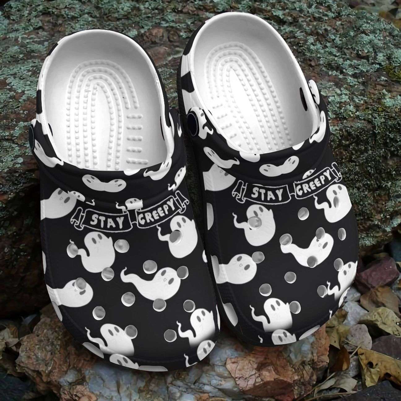 Crocs outfit - stay creepy boo ghost halloween crocs clogs crocband shoes - 2097 Crocs Outfit