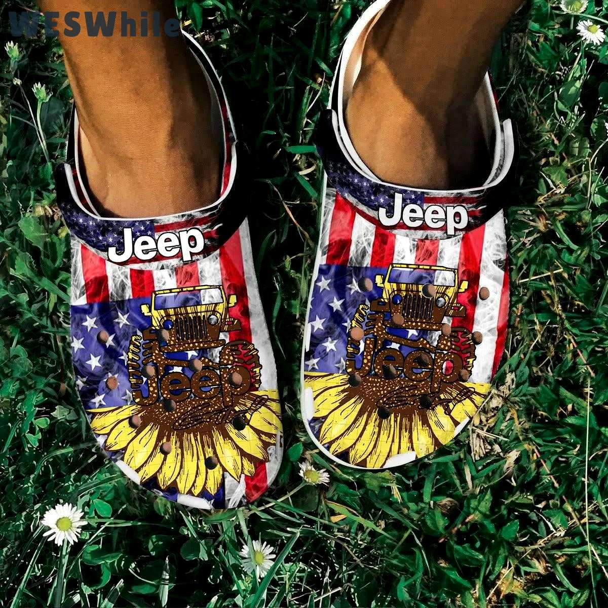 Crocs outfit - sunflower us flag jeep girl crocs crocband clog shoes for jeep lover - 2135 Crocs Outfit
