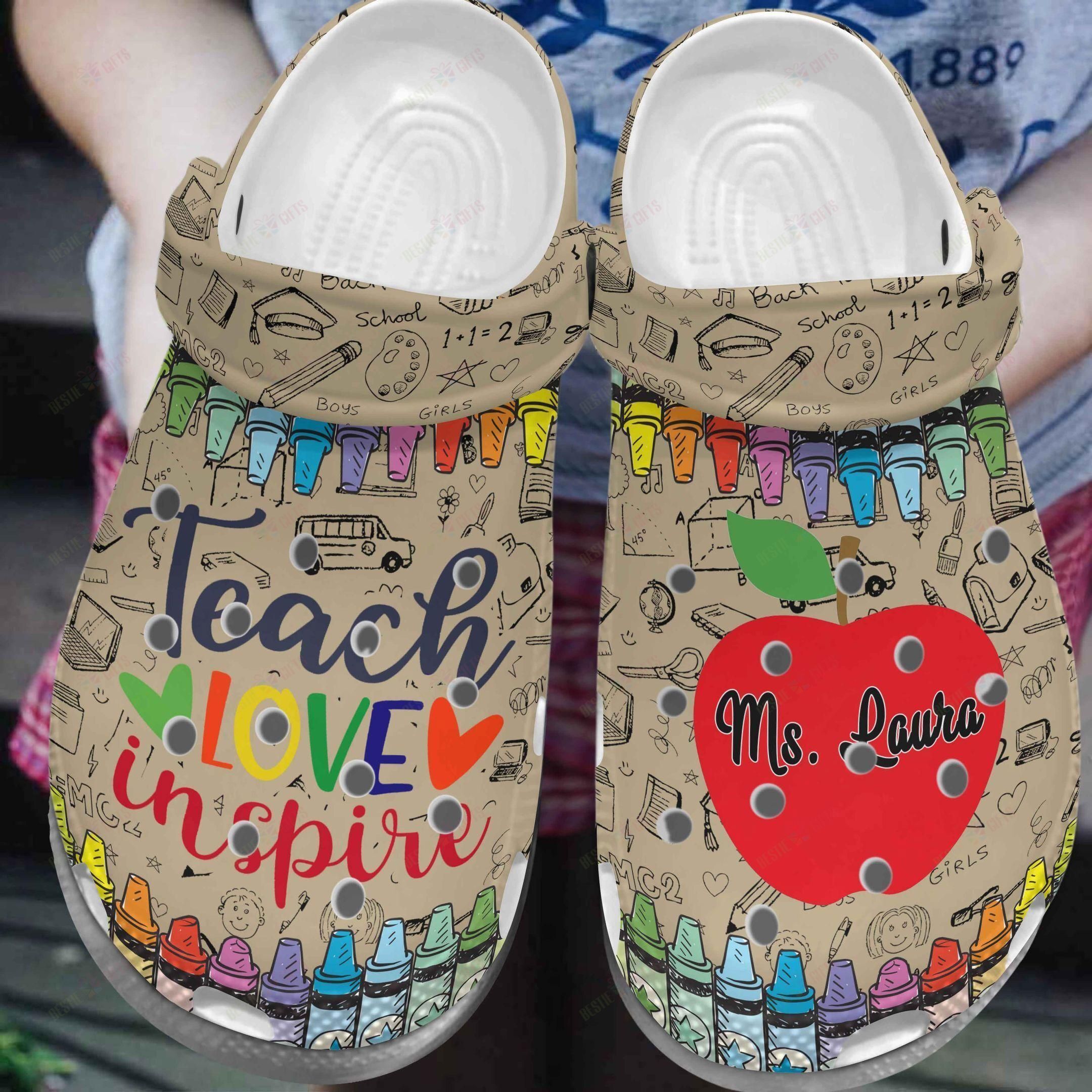 Crocs outfit - teacher personalized name teach love inspire crocs crocband clog shoes for men women - 2180 Crocs Outfit