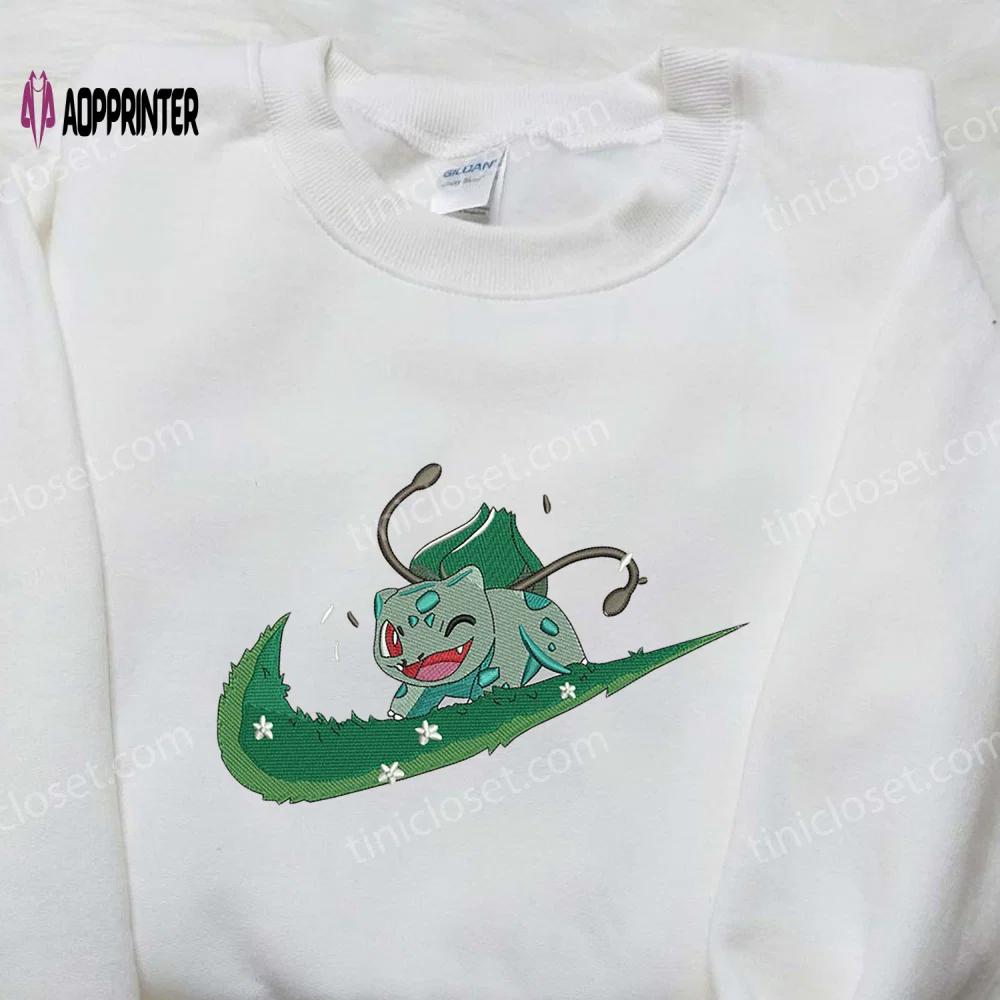 Custom bulbasaur x nike embroidered shirt – pokemon inspired nike tee Embroidered Shirt