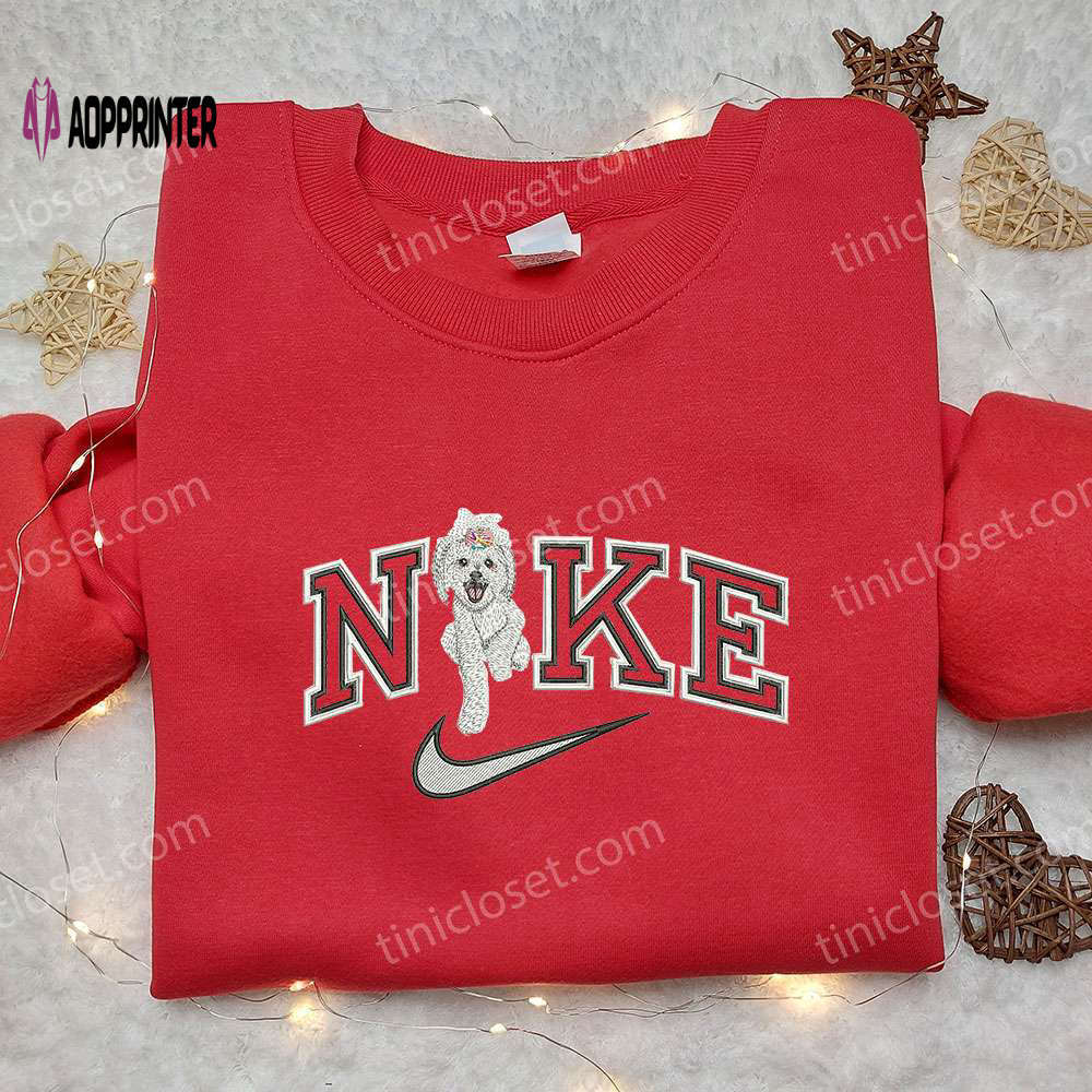 Custom nike x bichon frise embroidered shirt: animal-inspired style Embroidered Shirt