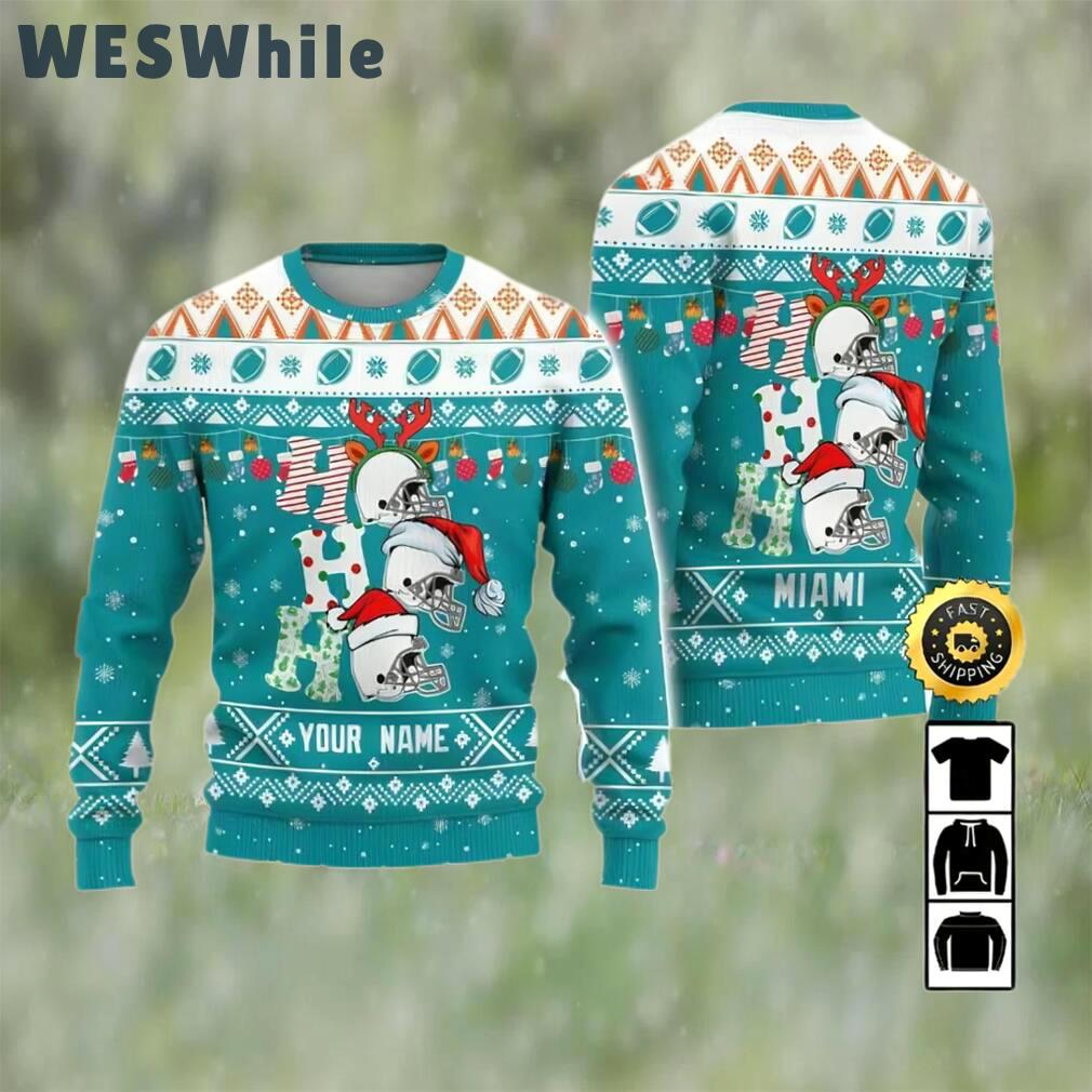 Customized miami dolphins ugly christmas sweater, faux wool sweater, national football league, gifts for fans football nfl, football 3d ugly sweater, merry xmas ? prinvity Christmas Ugly Sweater