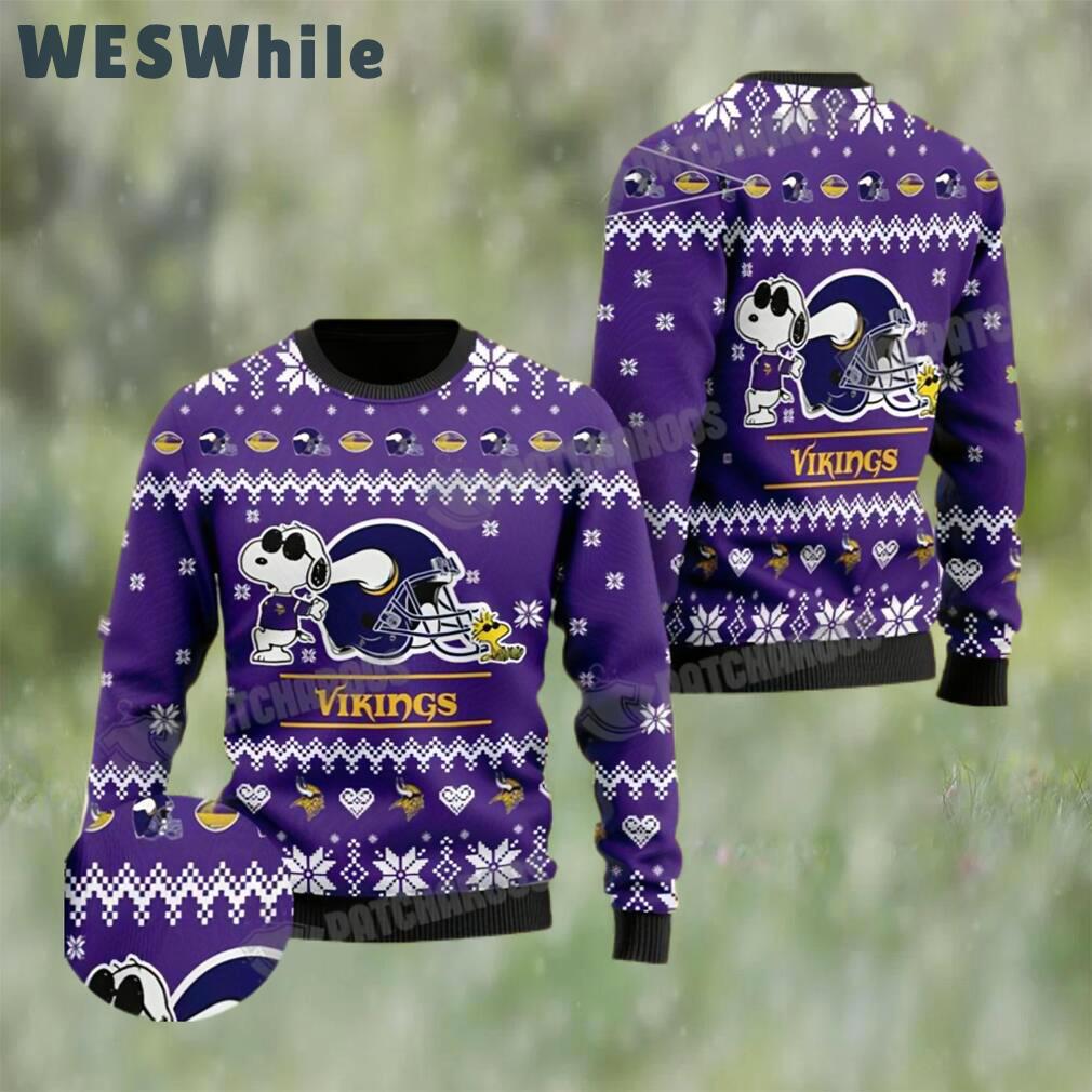 Cute the snoopy football helmet 3d minnesota vikings ugly christmas sweater Christmas Ugly Sweater