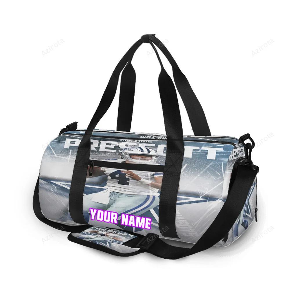 Dallas cowboys my time prescott personalized name travel bag gym bag 2166 Travel Bag