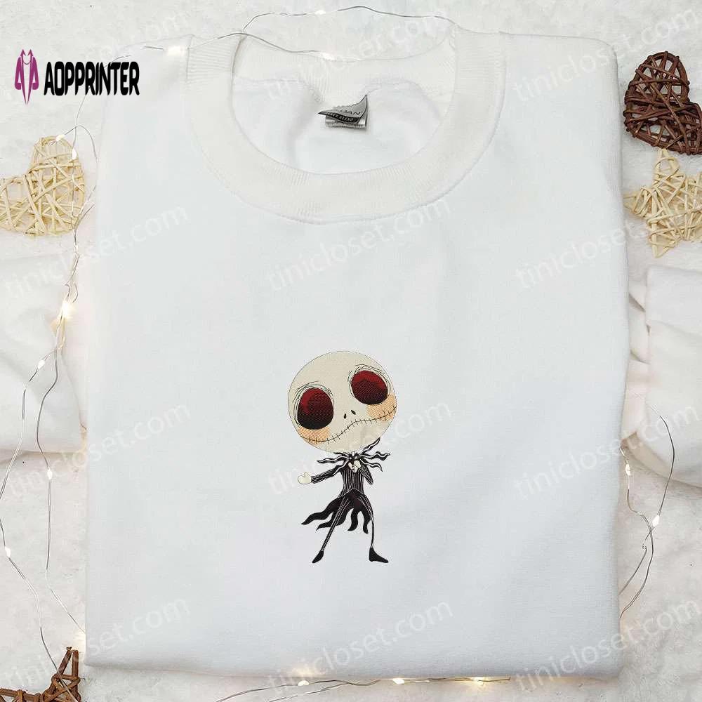 Dancing jack skellington embroidered shirt: best halloween movie gift for family Embroidered Shirt