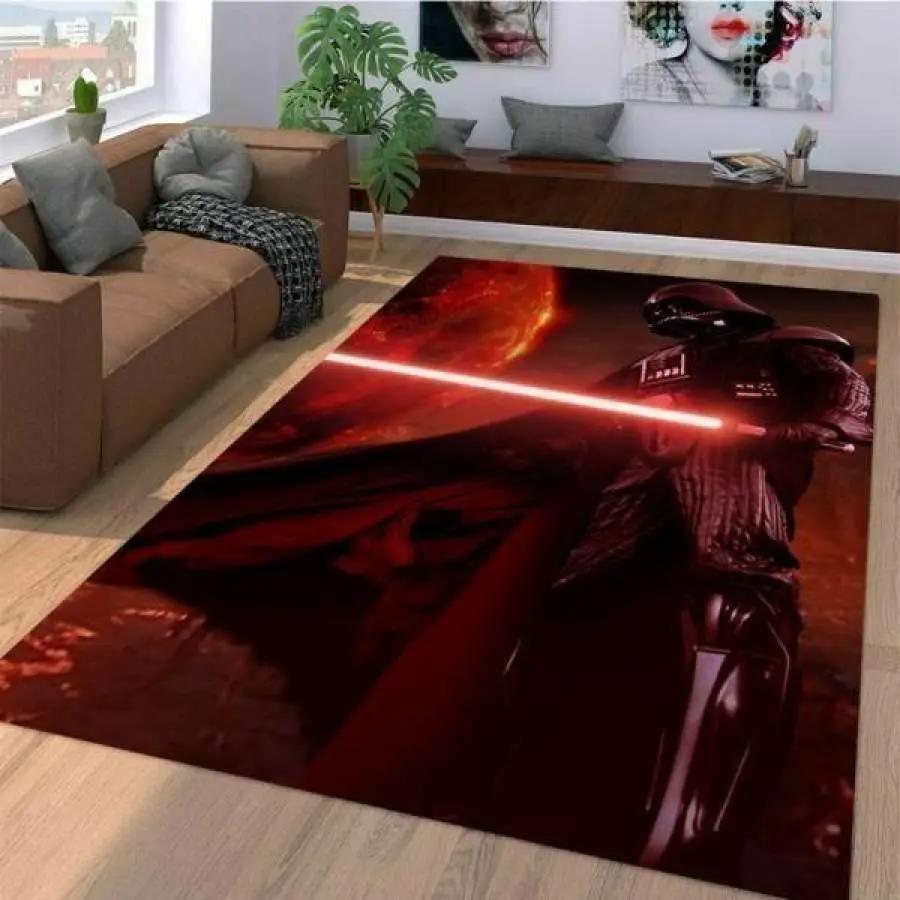 Darth vader and light saber star wars area rug living room rug home decor Rectangle Rug