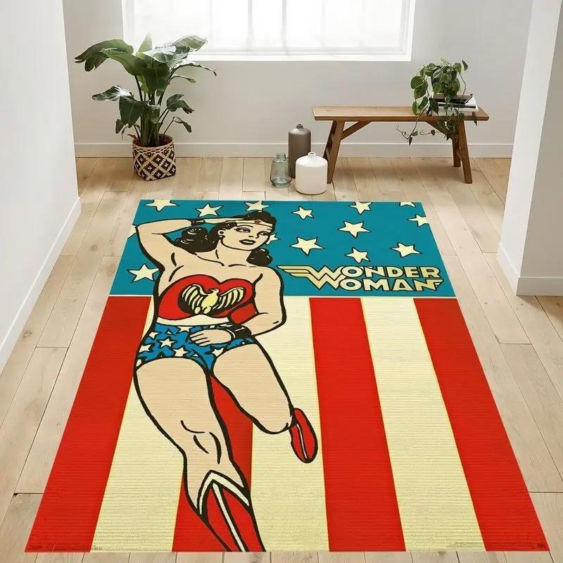 Dc comics wonder woman vintage area rug living room and bed room rug Rectangle Rug