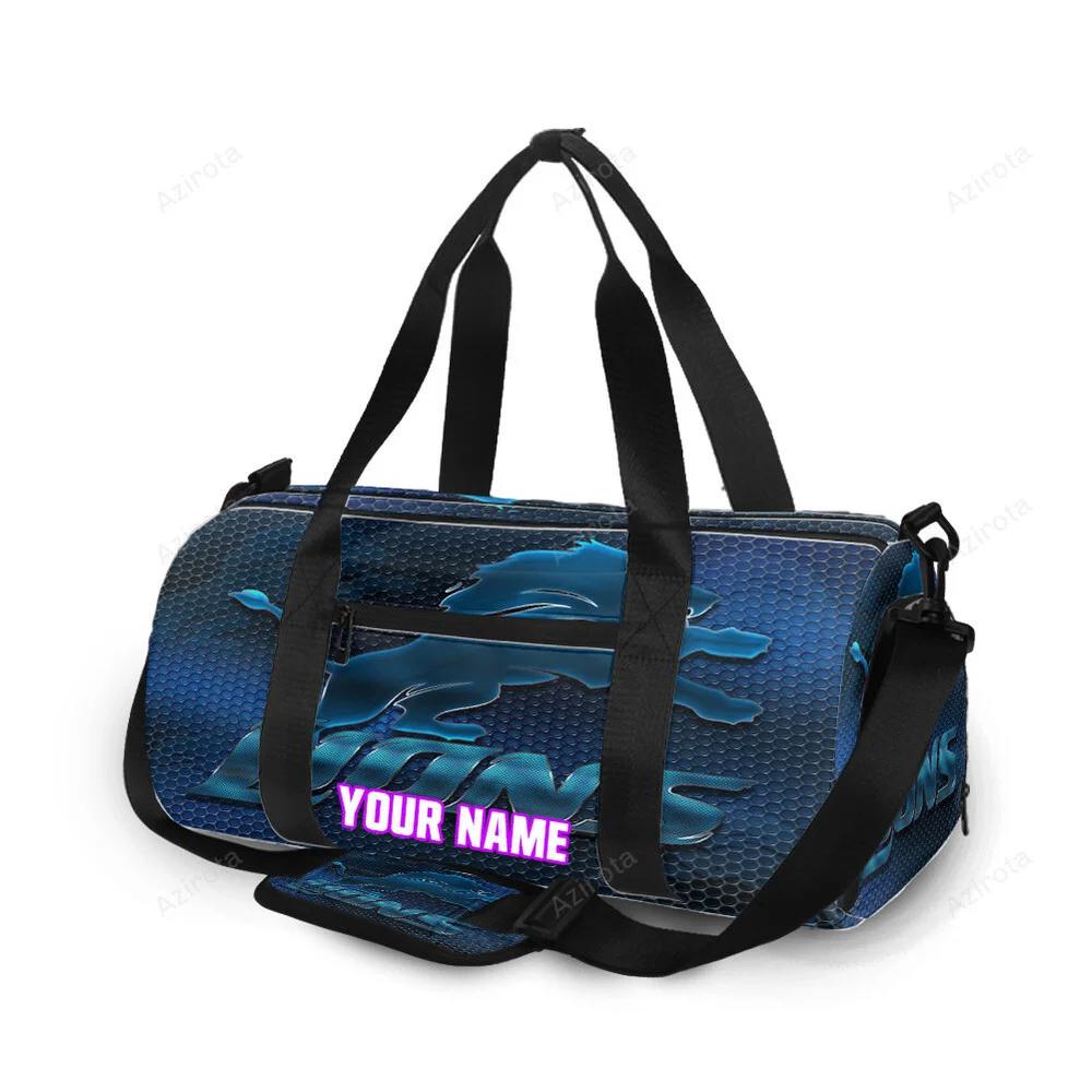 Detroit lions emblem metal v2 personalized name travel bag gym bag 247 Travel Bag