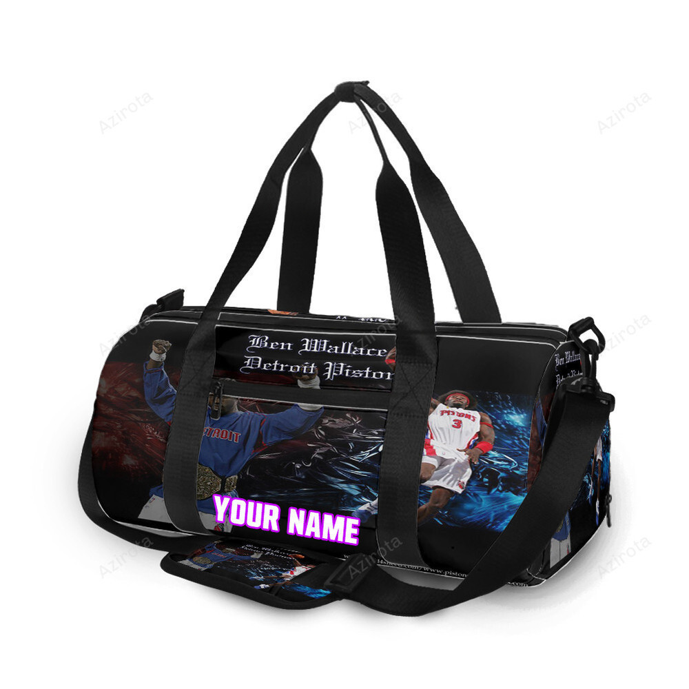 Detroit pistons ben wallace1 personalized name travel bag gym bag 1102 Travel Bag