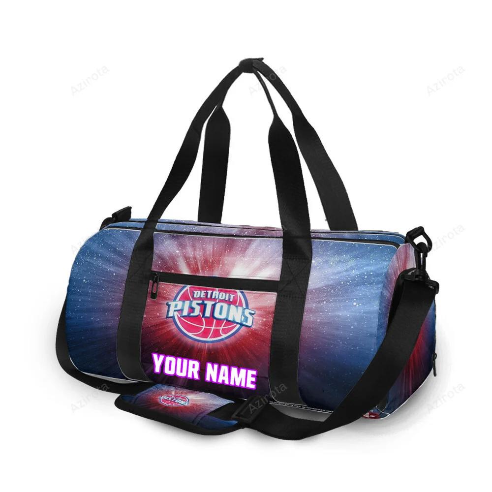 Detroit pistons red blue galaxy personalized name travel bag gym bag 1594 Travel Bag