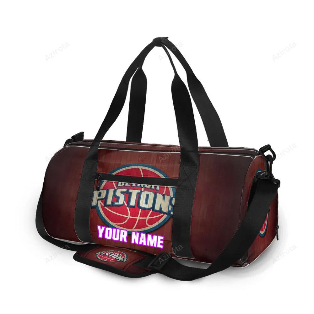 Detroit pistons red wood personalized name travel bag gym bag 1392 Travel Bag
