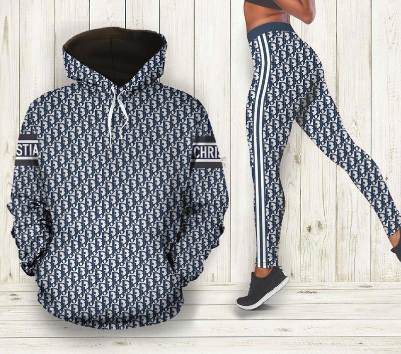 Dior navy hoodie leggings luxury brand clothing clothes outfit for women 138 hcst 63 Hoodie Leggings Set