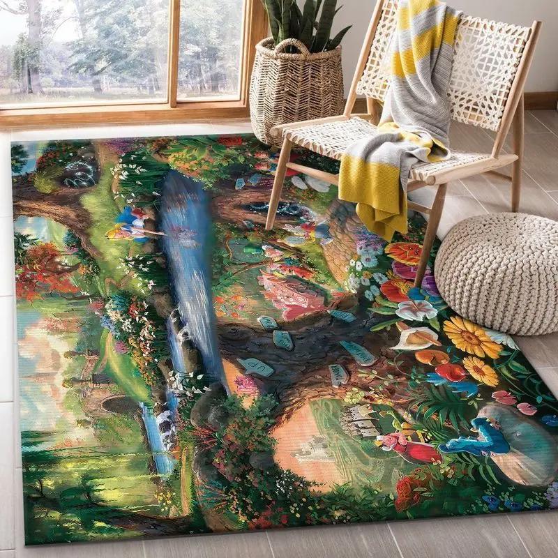 Disney cinderella in wonderland area rug living room and bed room rug rug regtangle carpet floor decor home decor Rectangle Rug
