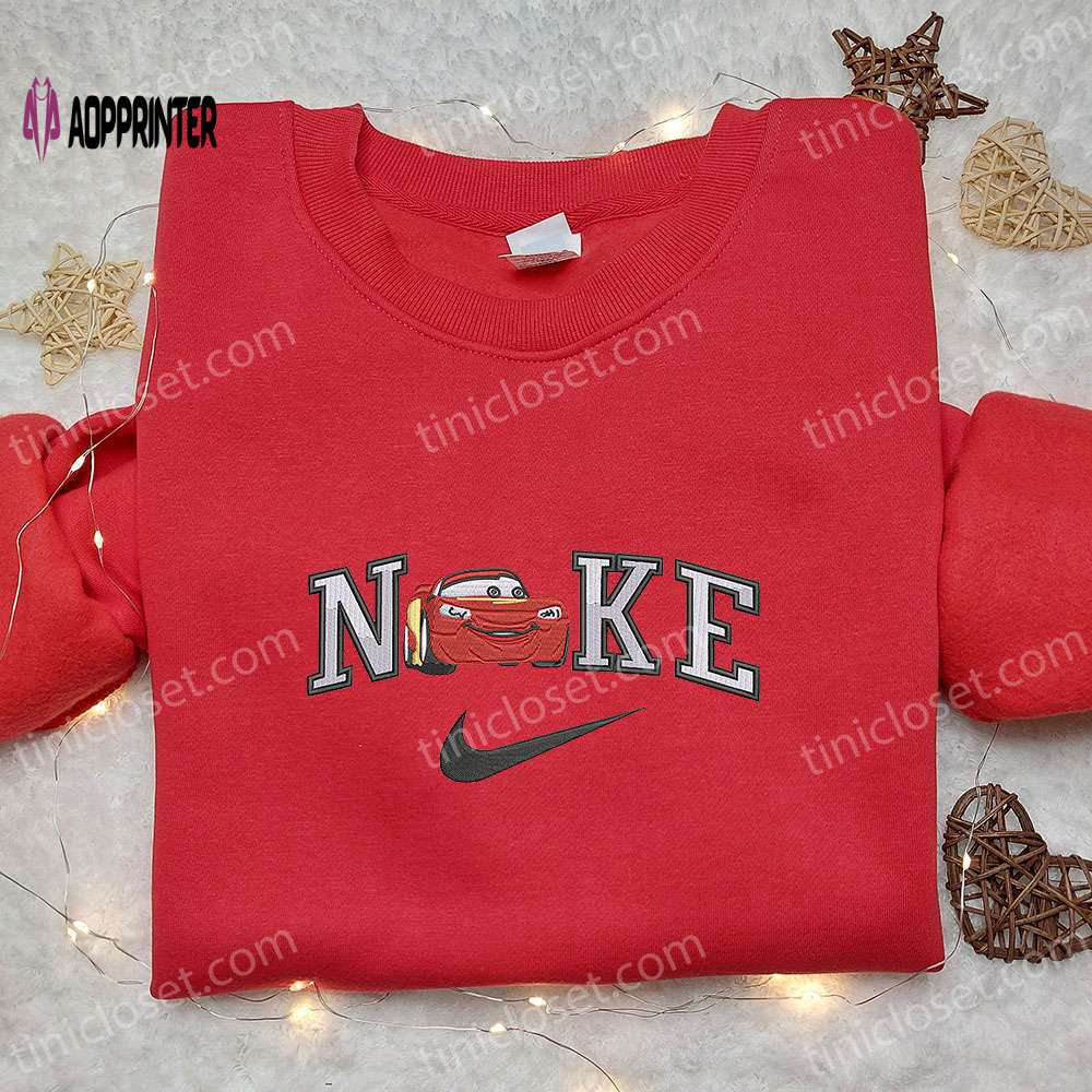 Disney lightning mcqueen x nike cartoon embroidered shirt – fun & stylish disney characters inspired nike shirt Embroidered Shirt