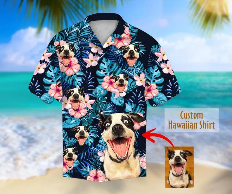 Dog face custom photo hawaiian shirt summer beach aloha 4 Hawaii Shirt Shorts & Flip Flops