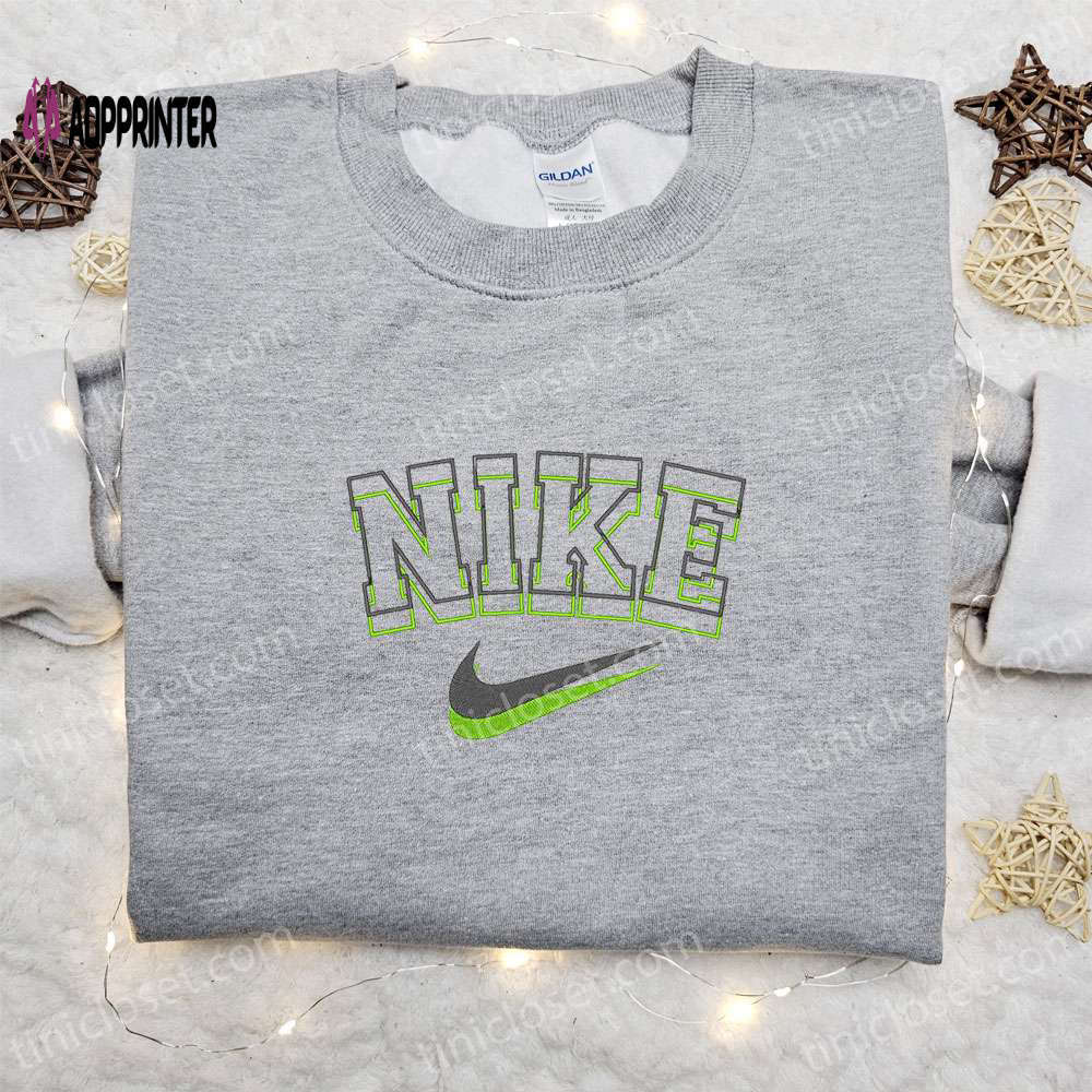 Double outline x nike embroidered sweatshirt – best nike inspired family birthday gift Embroidered Shirt