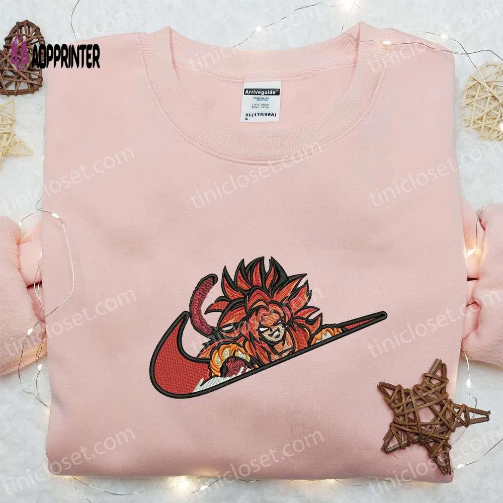 Dragon ball nike anime embroidered shirt & sweatshirt: super saiyan 4 goku & vegeta nike inspired Embroidered Shirt