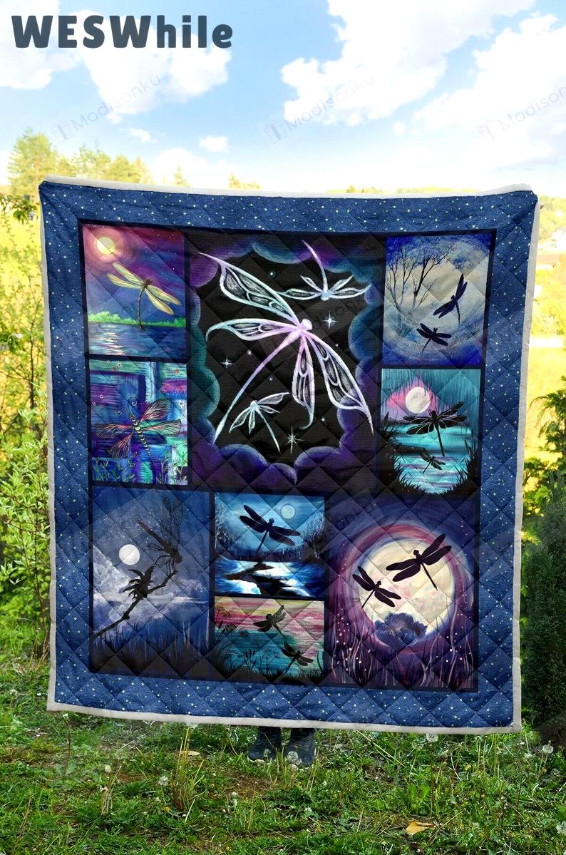 Dragonfly quilt blanket great gifts for birthday christmas thanksgiving anniversary Quilt Blanket