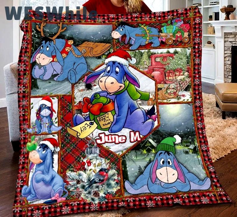Eeyore christmas blanket winnie the pooh fleece blanket movie couch sofa blanket birthday gifts christmas gift for kids Quilt Blanket