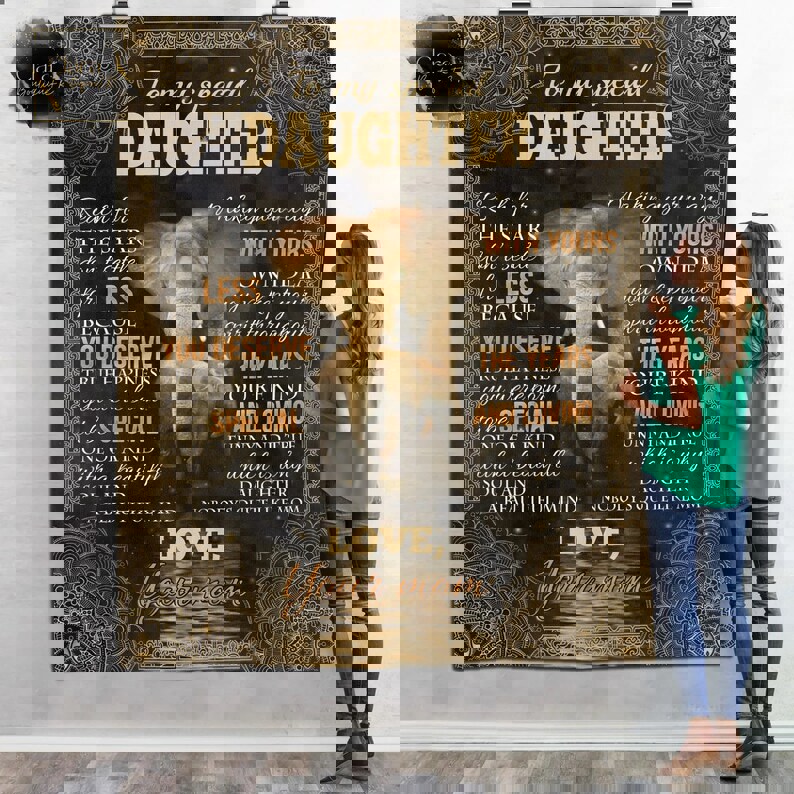 Elephant mom to my special daughter reach for the star don’t settle for less fleece blanket, mink sherpa blanket, daughter gift Quilt Blanket