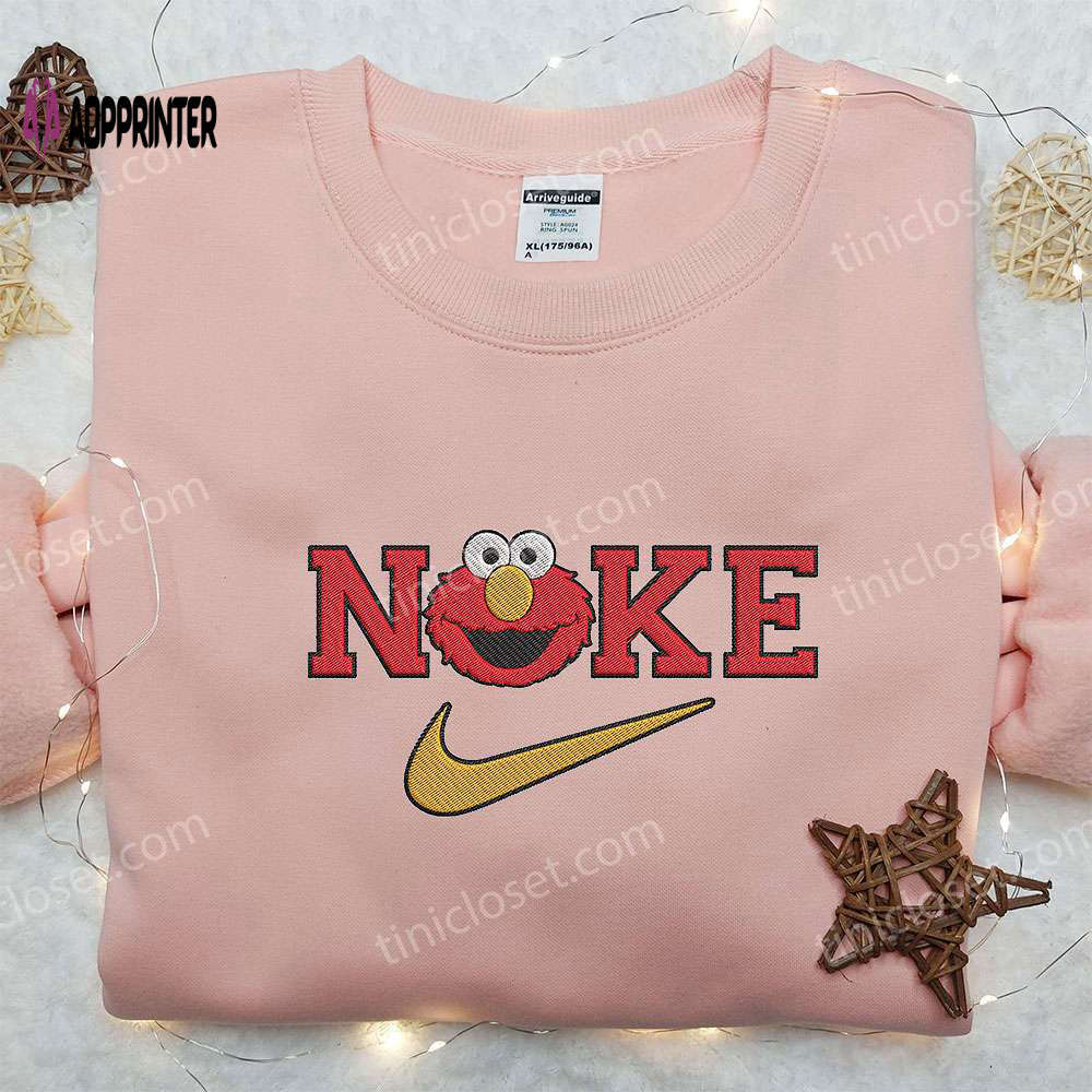Elmo x nike embroidered shirt: sesame street custom tee with nike logo Embroidered Shirt