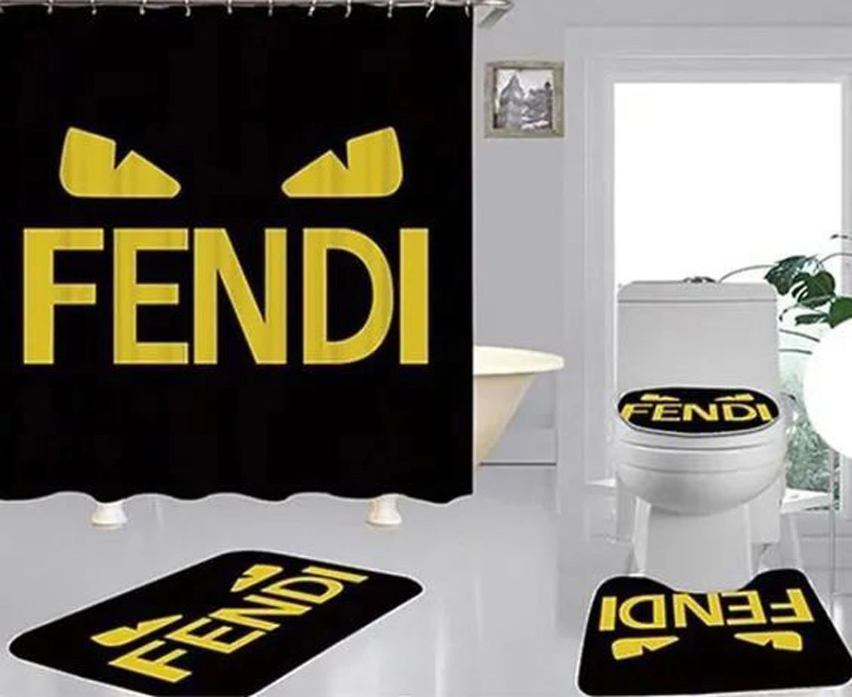 Fendi black hypebeast luxury fashion brand home decor bathroom sets bath mat Bathroom Set