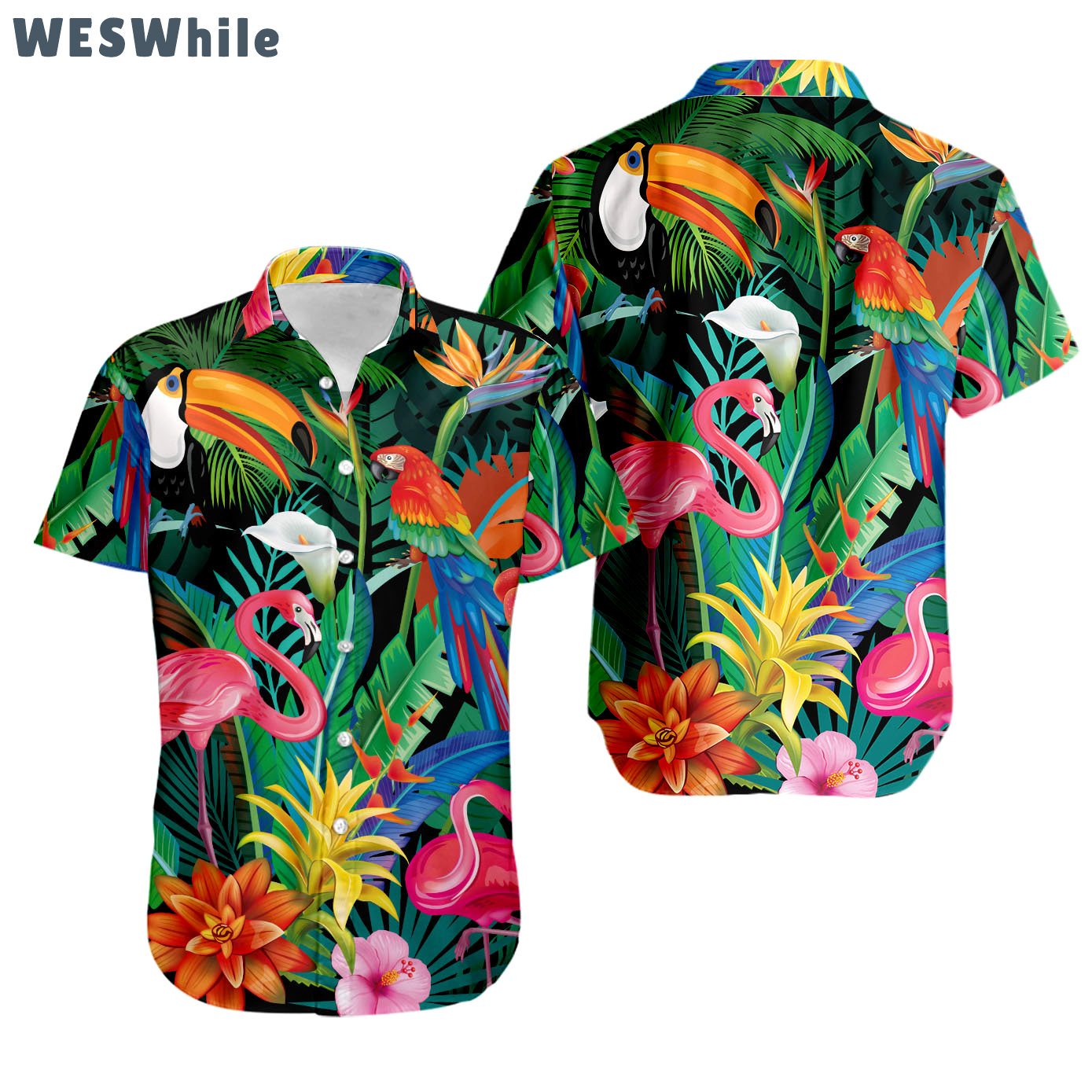 Flamingo hawaiian shirt Hawaii Shirt Shorts & Flip Flops