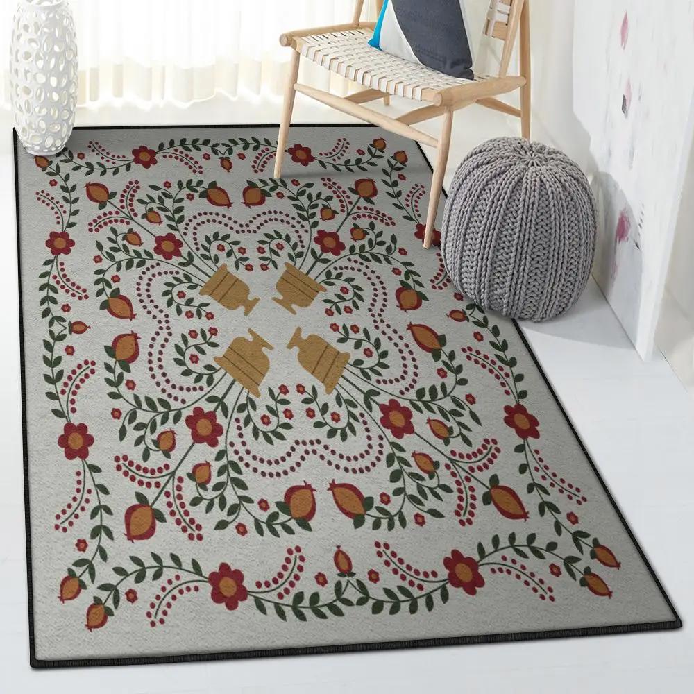 Flower garden bedroom rugs, flower pots rug Rectangle Rug
