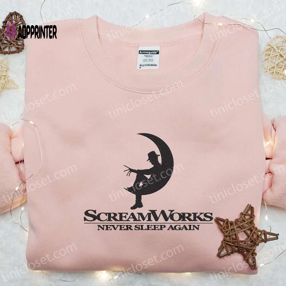 Freddy krueger scream works embroidered sweatshirt: best horror movie hoodie for halloween gifts Embroidered Shirt