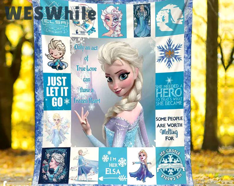 Frozen elsa fleece blanket, elsa quotes throw blanket for couch sofa, disneyland princess blanket, christmas gift, birthday gifts Quilt Blanket
