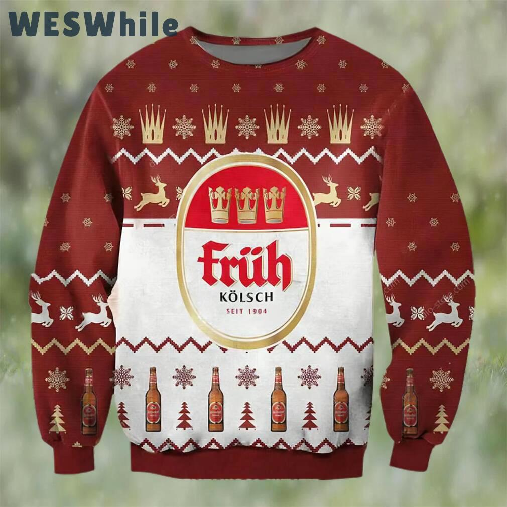 Fruh kolsch 1904 beer ugly christmas sweater, faux wool sweater, gifts for beer lovers, international beer day, best christmas gifts for 2022 ? prinvity Christmas Ugly Sweater