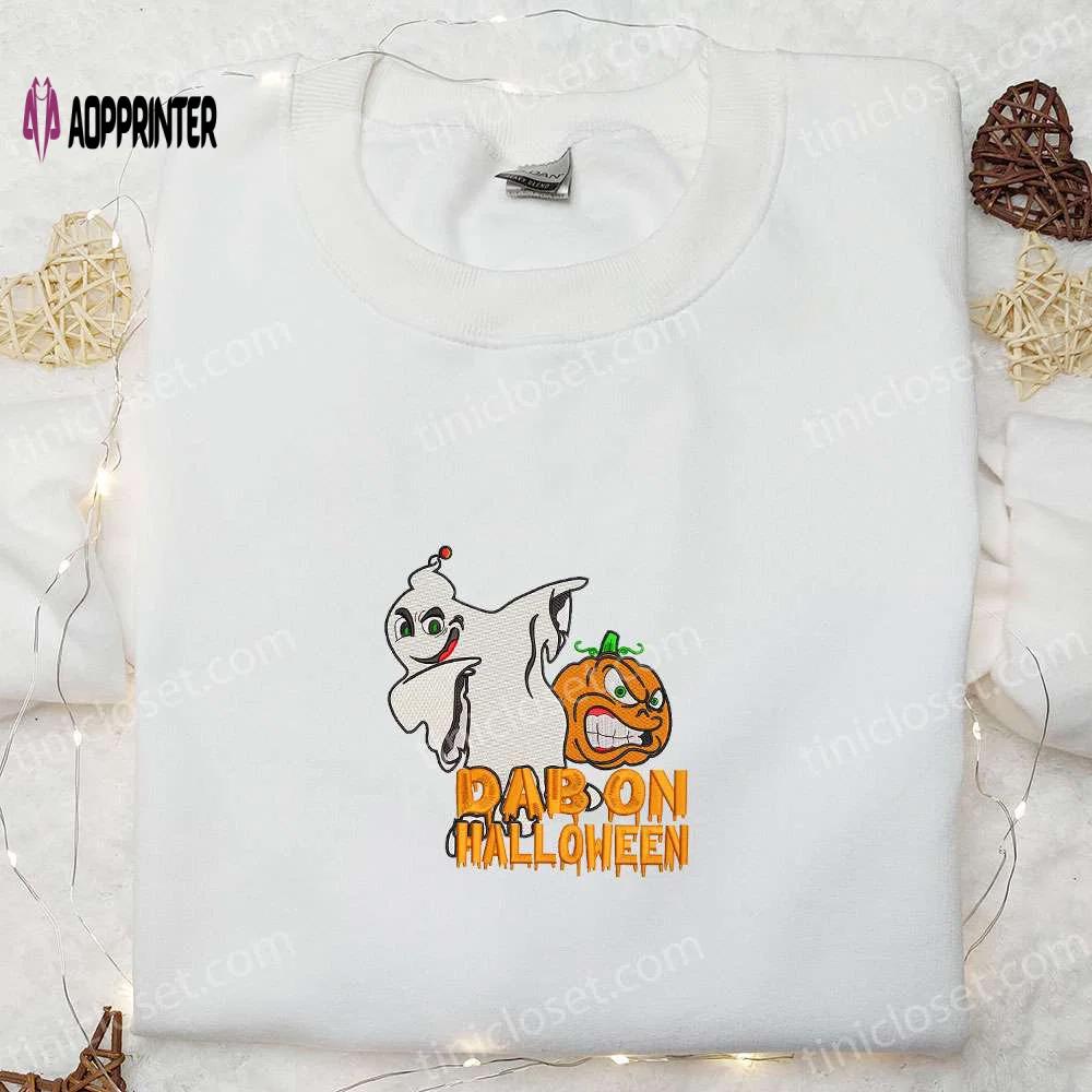 Funny halloween ghost embroidered shirt – spooky dab shirt for a hauntingly good time! Embroidered Shirt