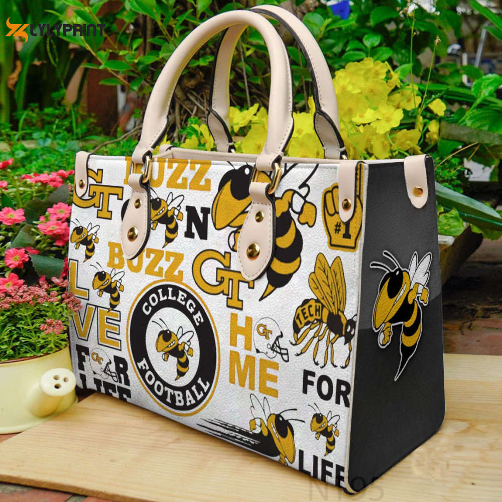 Georgia tech yellow jackets leather handbag gift for women 2710 Women Leather Hand Bag