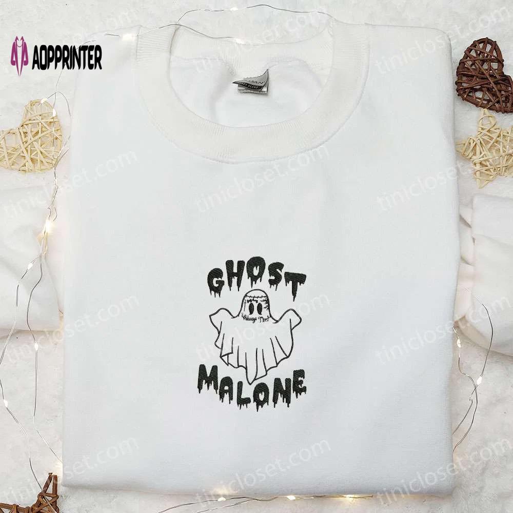 Ghost malone & horror characters embroidered shirt: perfect halloween gift Embroidered Shirt