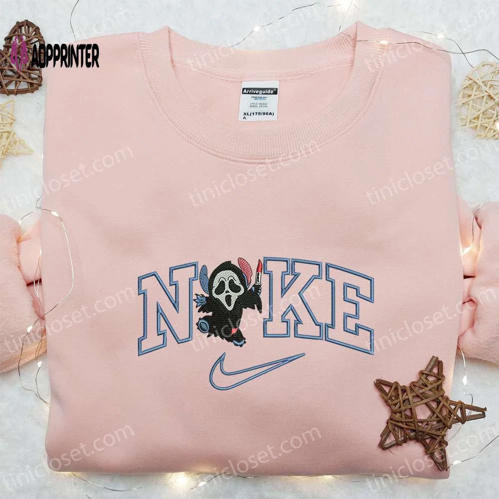 Ghostface x nike embroidered hoodie & shirt: best halloween gift ideas Embroidered Shirt