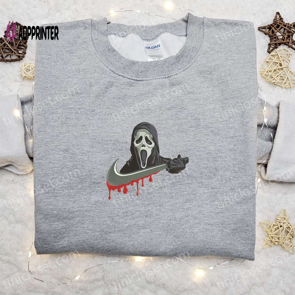 Ghostface x swoosh movie embroidered sweatshirt – best halloween gift for family Embroidered Shirt